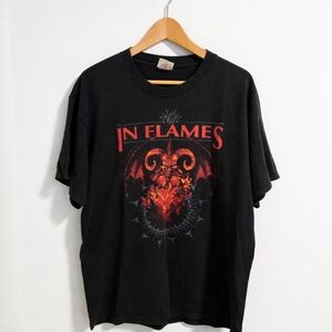 In Flames Philcos Black and Red Graphic Tee
